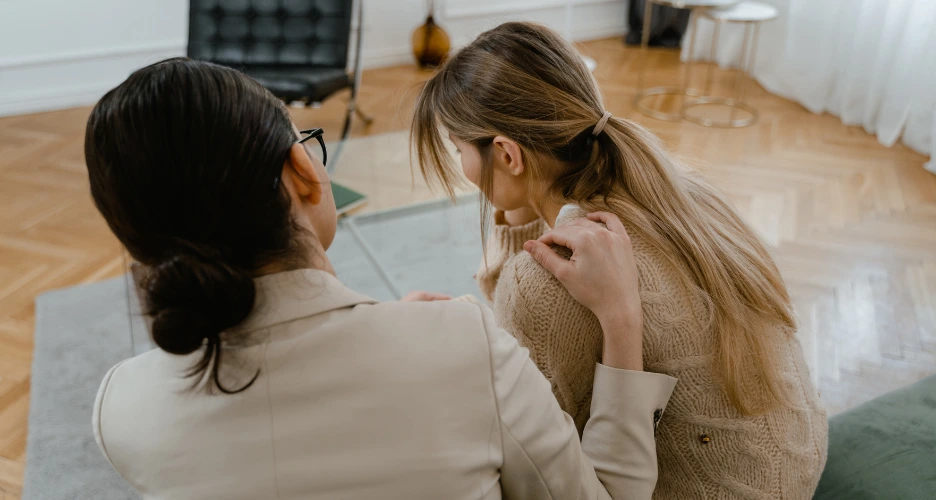 abused woman in a counseling session
